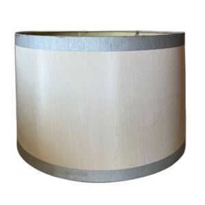 15" D x 10" H White & Gray Round Lamp Shade Lampshade